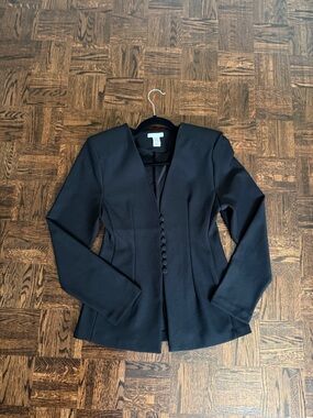 NEW Womens Black Button-Front Tailored Blazer